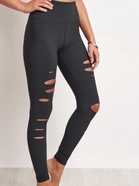 Alo Black Ripped Warrior Leggings